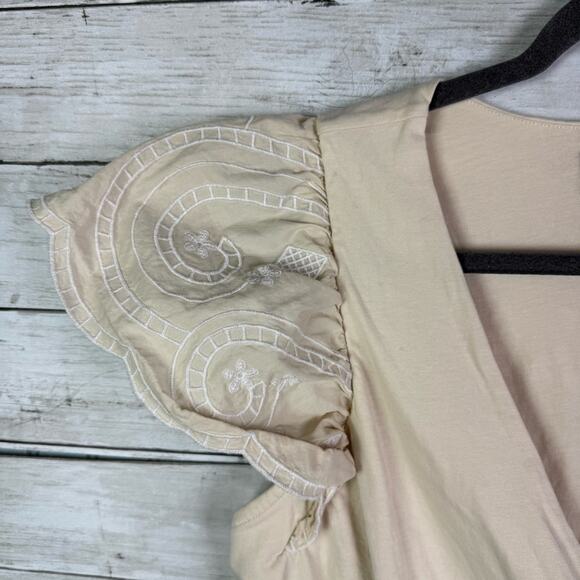 Express Embroidered Eyelet Flutter Sleeve Peplum Top Size Large - Picture 2 of 4